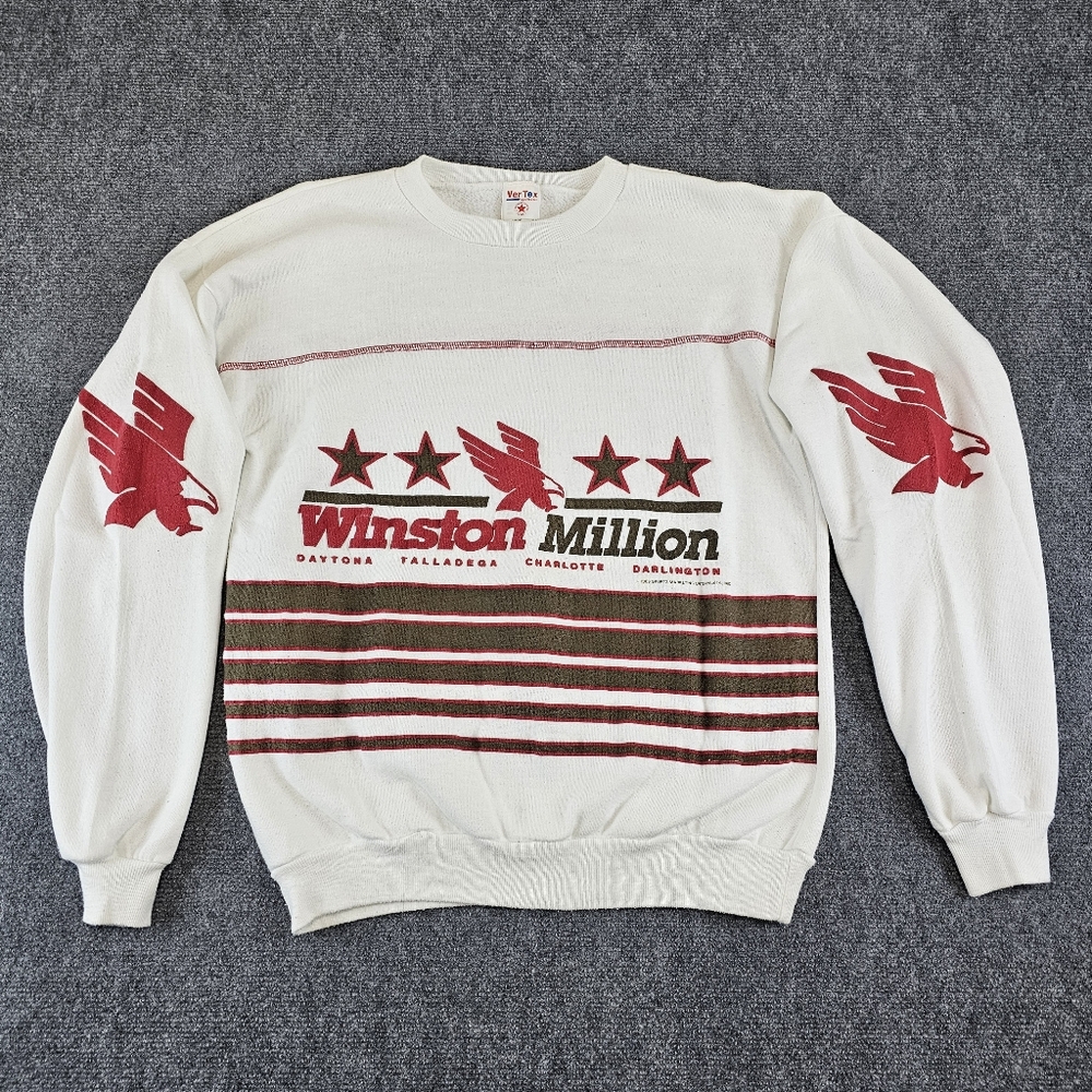 Vintage 1989 Winston Million NASCAR Racing Crewneck Sweatshirt L USA Vertex RARE